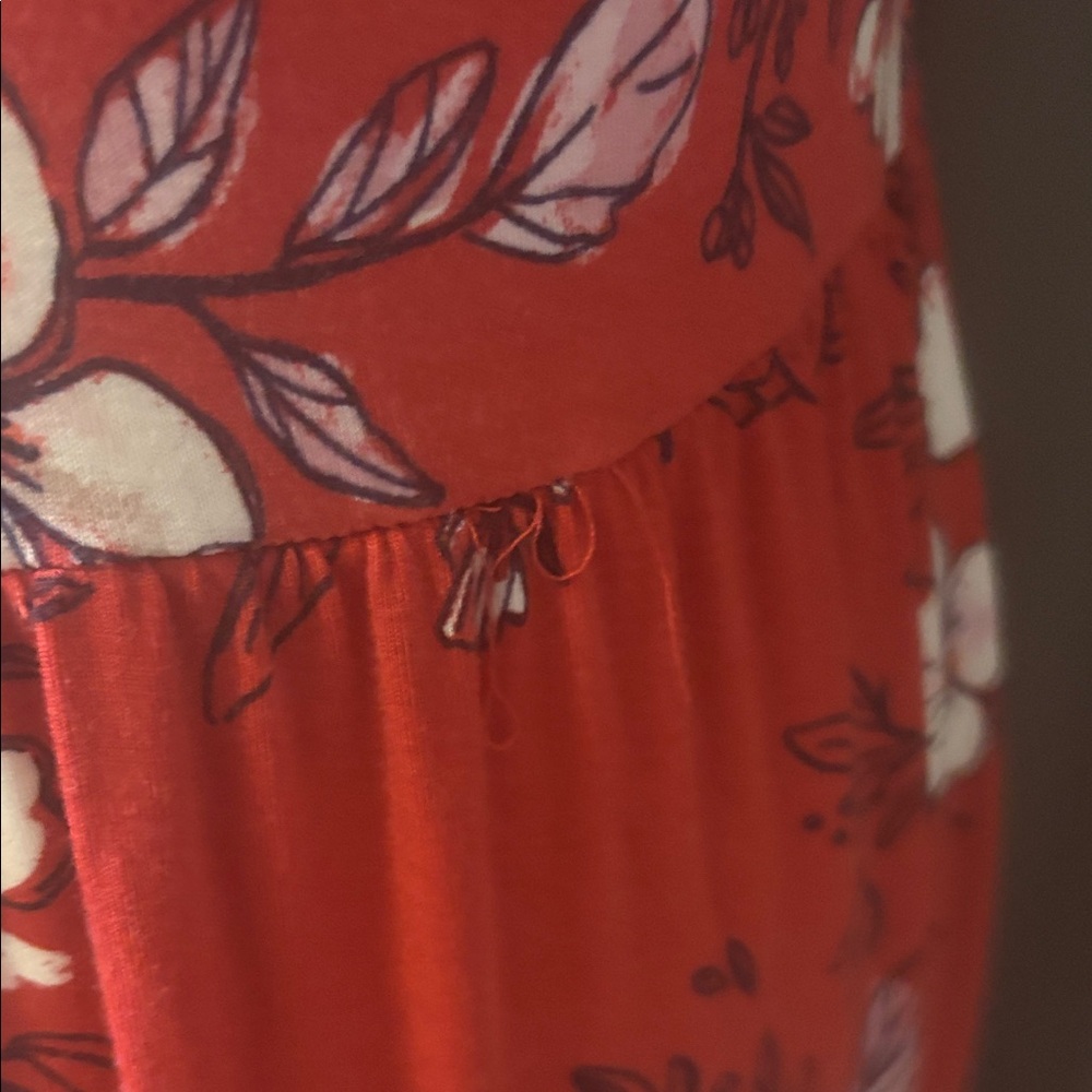 41 Hawthorn Red Floral Midi Dress Size L Sleeveless V Neck Faux Wrap - Picture 8 of 9